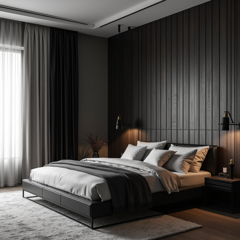 DIY black bedroom accent wall 1