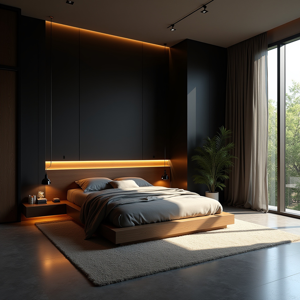 DIY black bedroom accent wall 10