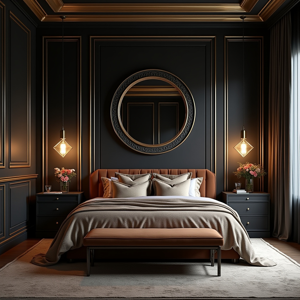 DIY black bedroom accent wall 11