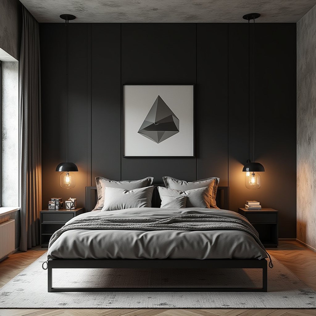 DIY black bedroom accent wall 13
