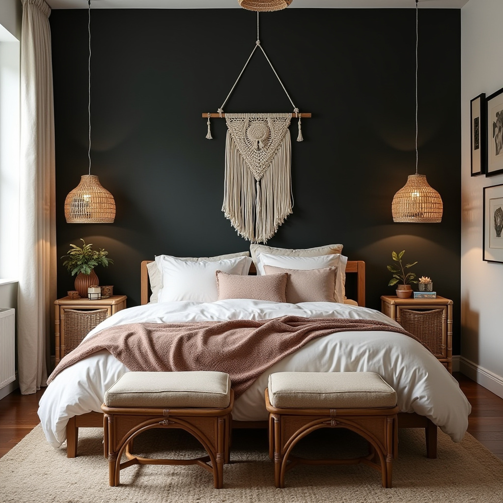 DIY black bedroom accent wall 15