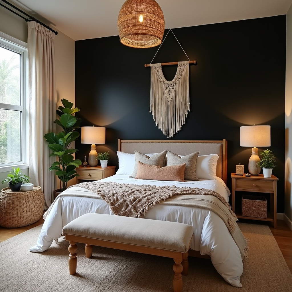 DIY black bedroom accent wall 16