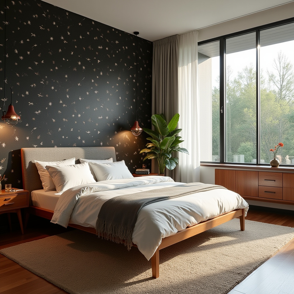 DIY black bedroom accent wall 17