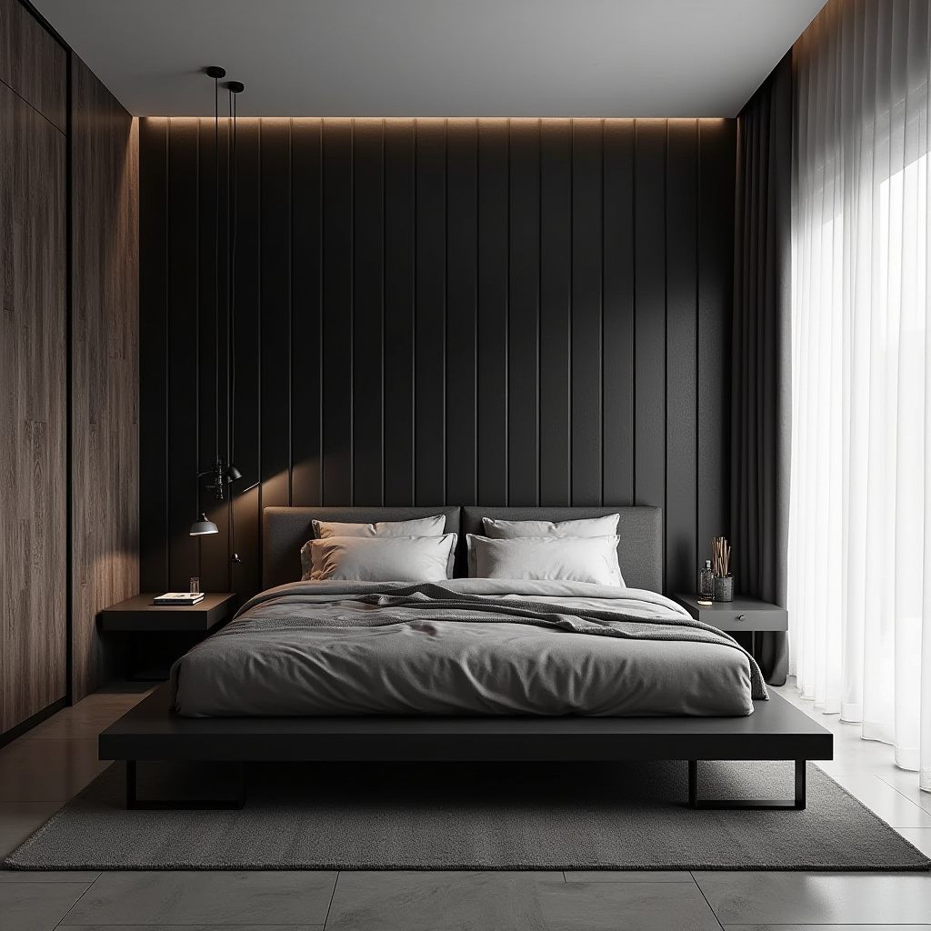 DIY black bedroom accent wall 2