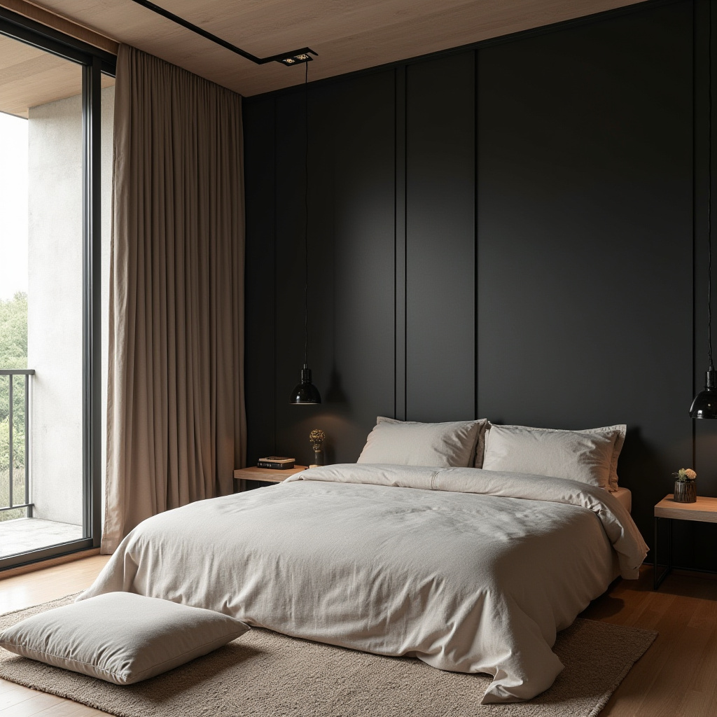 DIY black bedroom accent wall 23