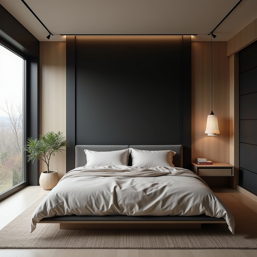 DIY black bedroom accent wall 24