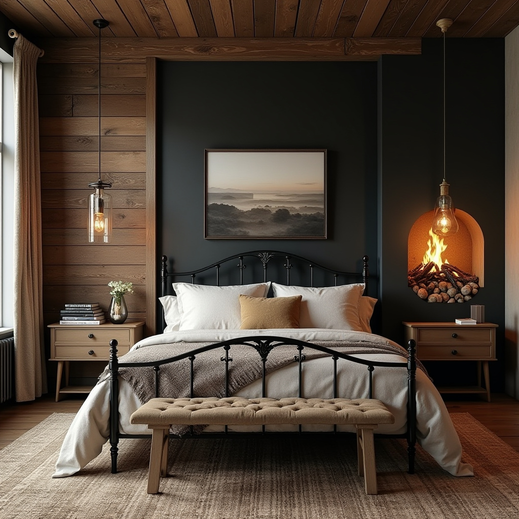 DIY black bedroom accent wall 27