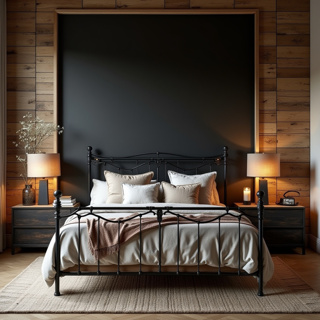 DIY black bedroom accent wall 28