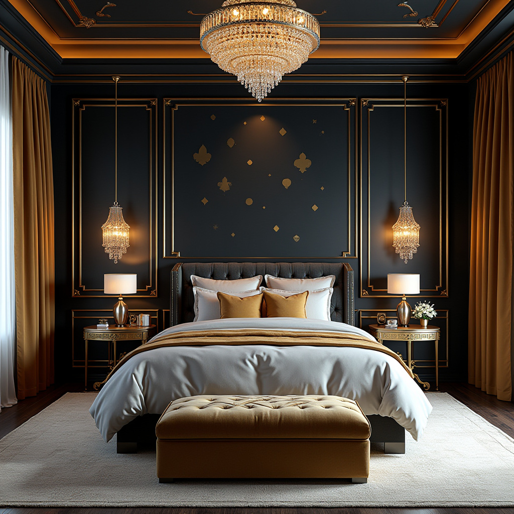 DIY black bedroom accent wall 33
