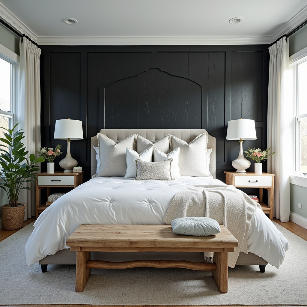 DIY black bedroom accent wall 36