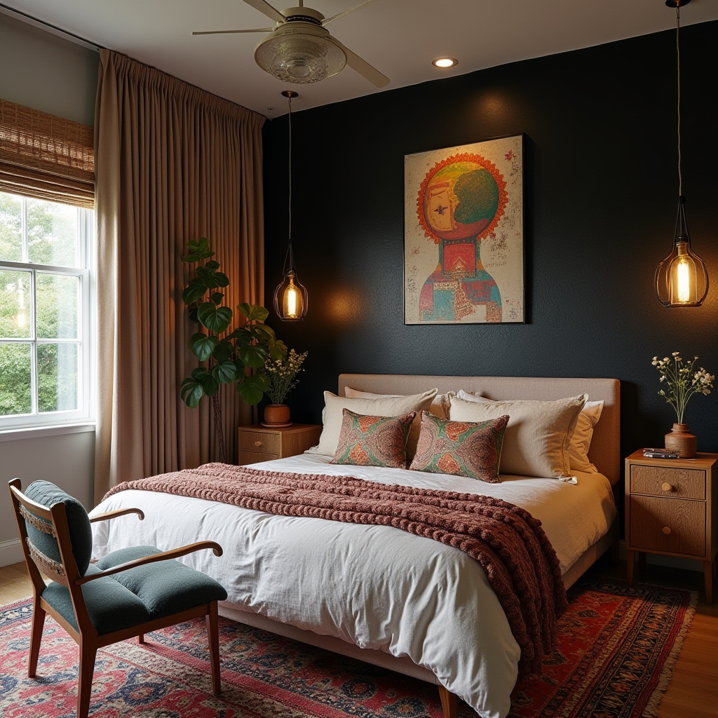 DIY black bedroom accent wall 39