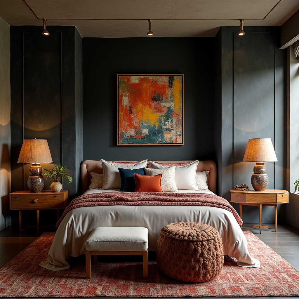 DIY black bedroom accent wall 40