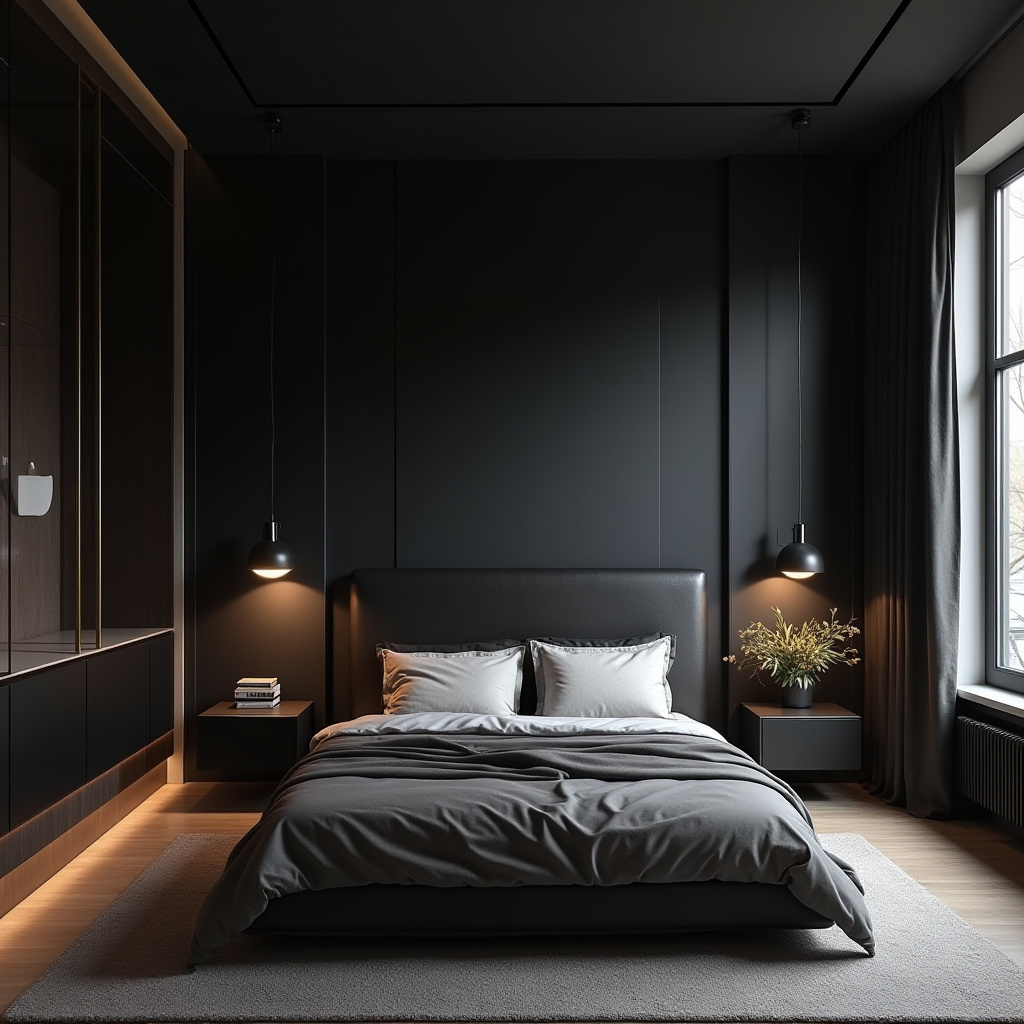 DIY black bedroom accent wall 7
