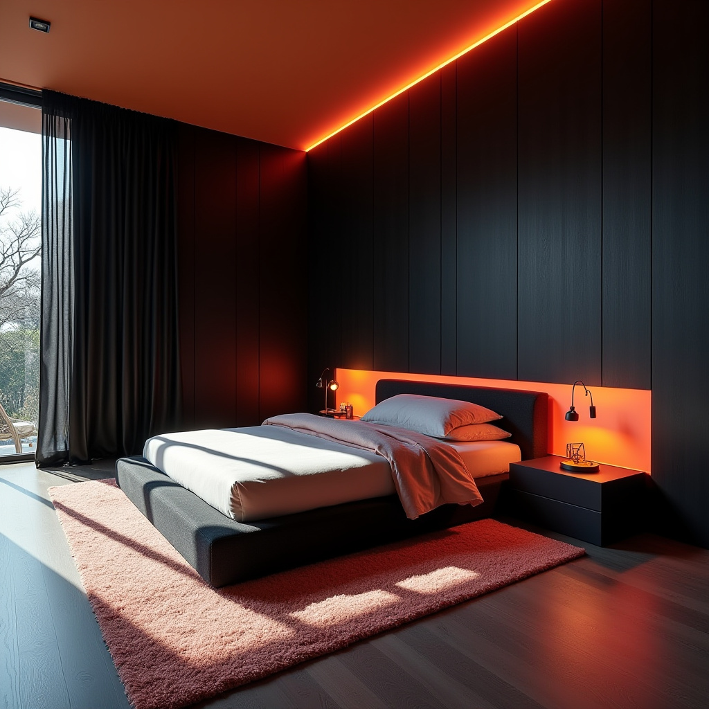 DIY black bedroom accent wall 9