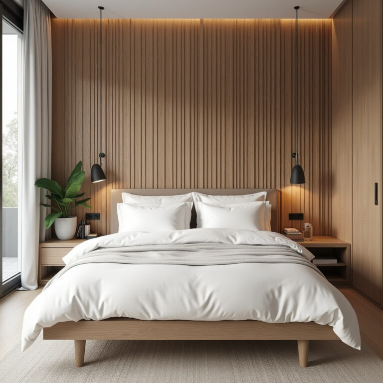bedroom accent wall behind bed 1