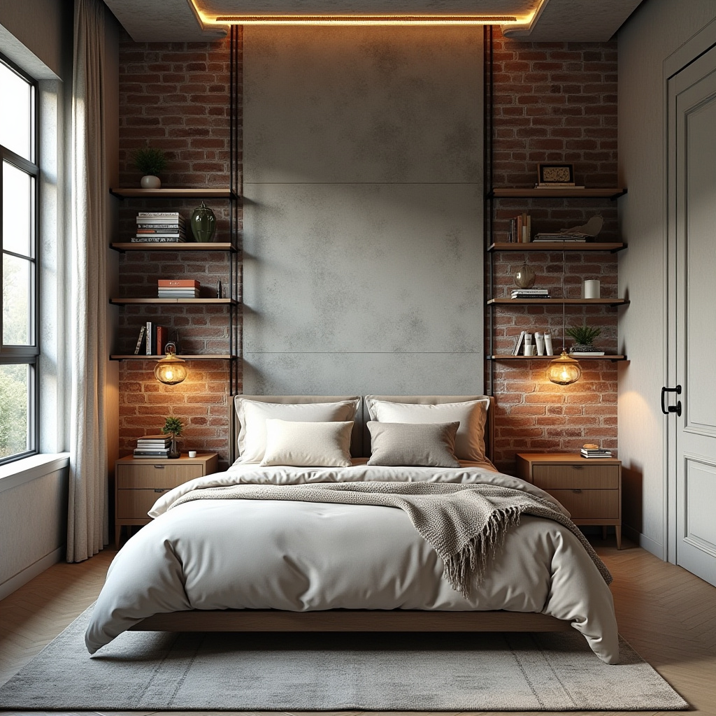 bedroom accent wall between windows 12