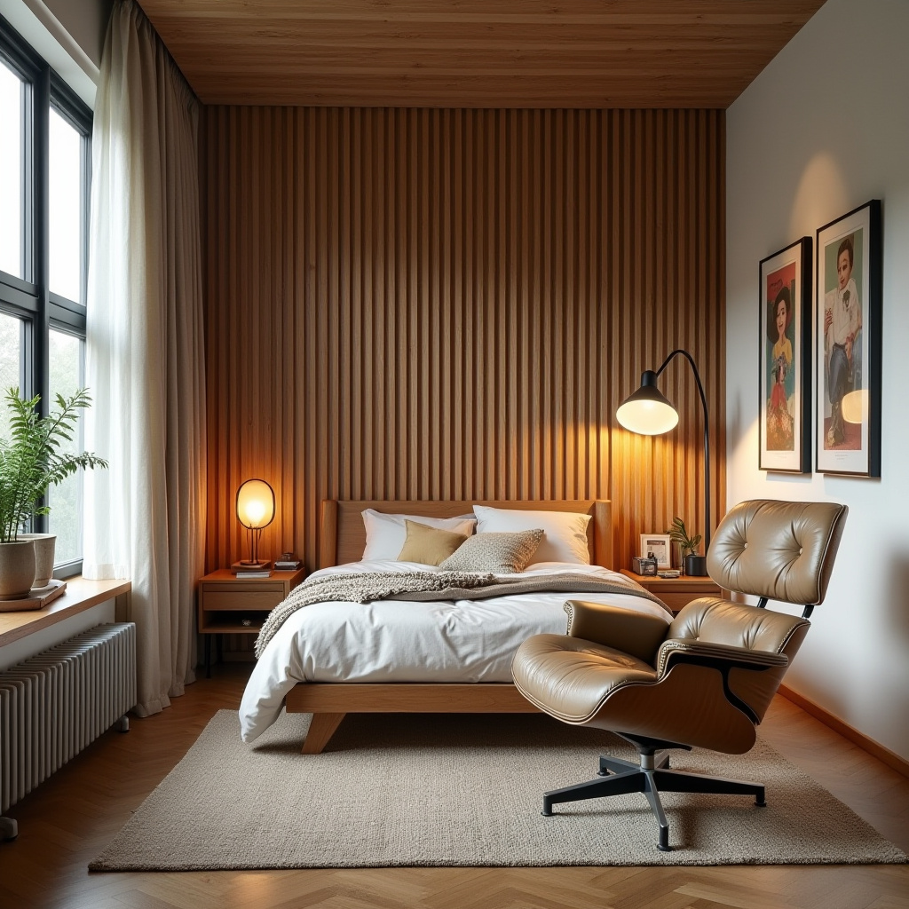 bedroom accent wall between windows 14