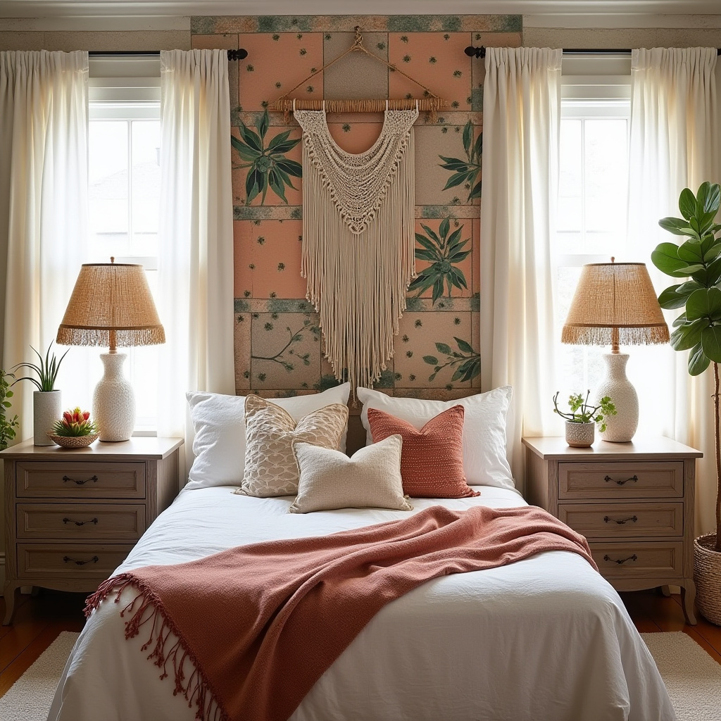bedroom accent wall between windows 15