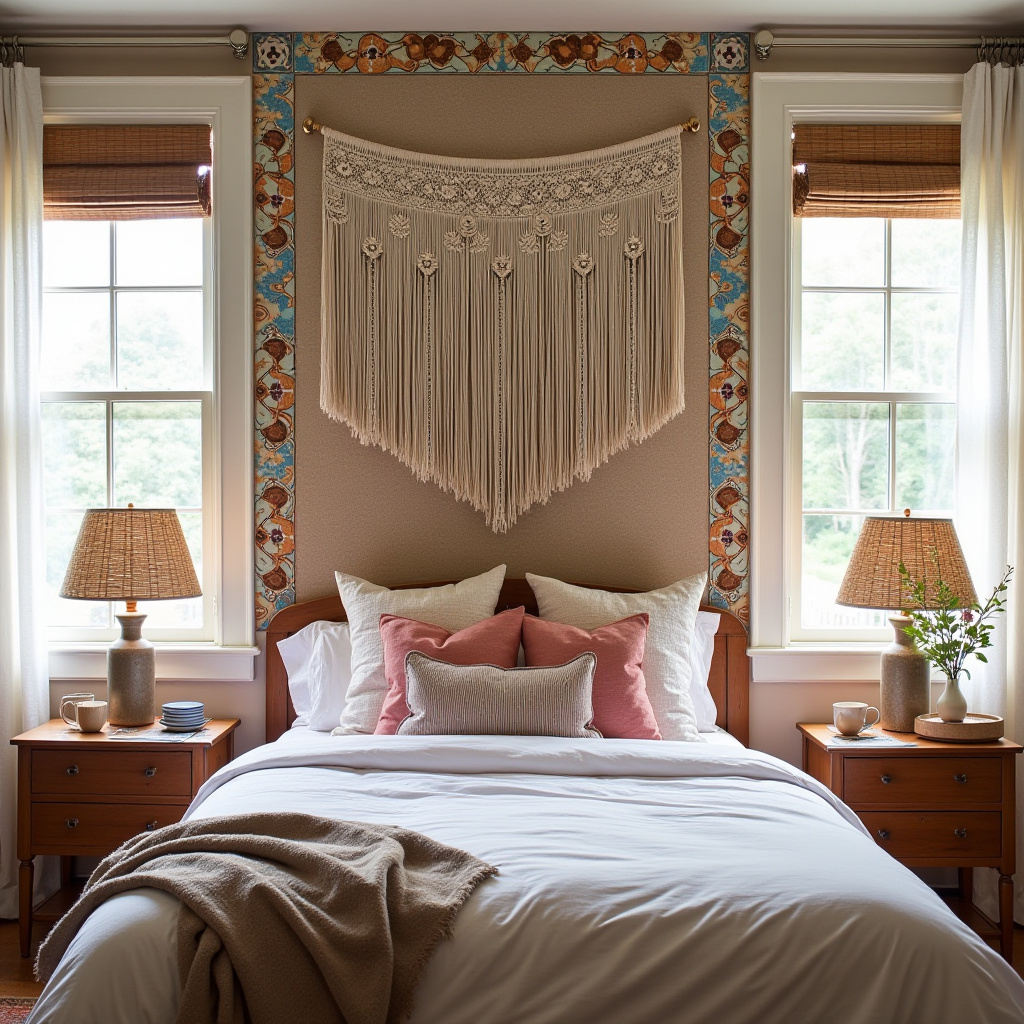 bedroom accent wall between windows 16
