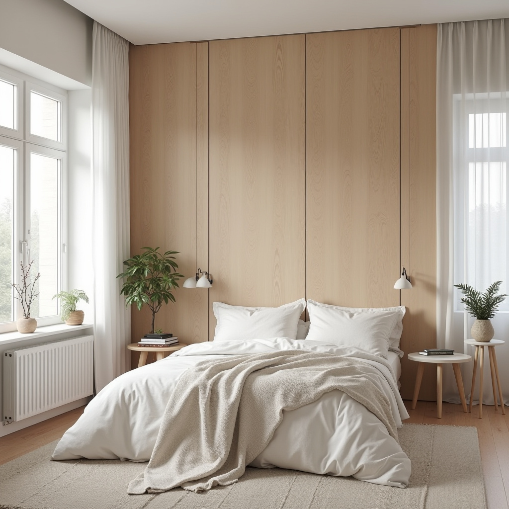 bedroom accent wall between windows 2