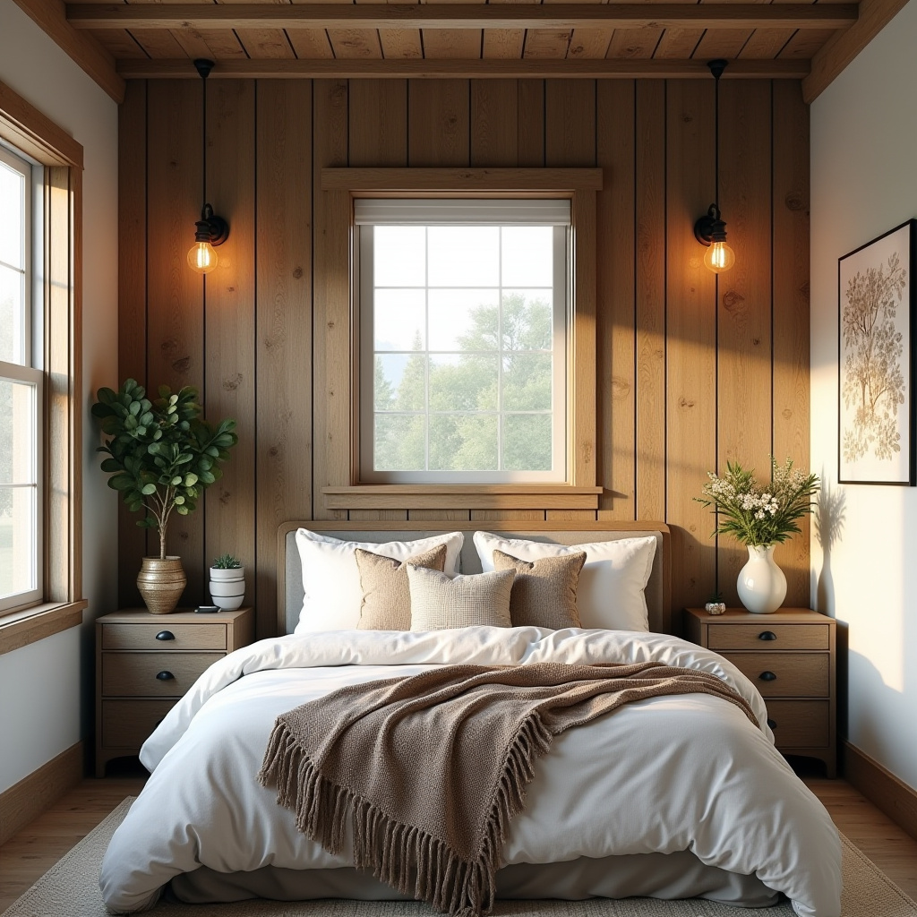 bedroom accent wall between windows 21