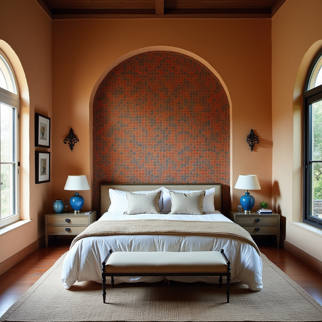 bedroom accent wall between windows 23