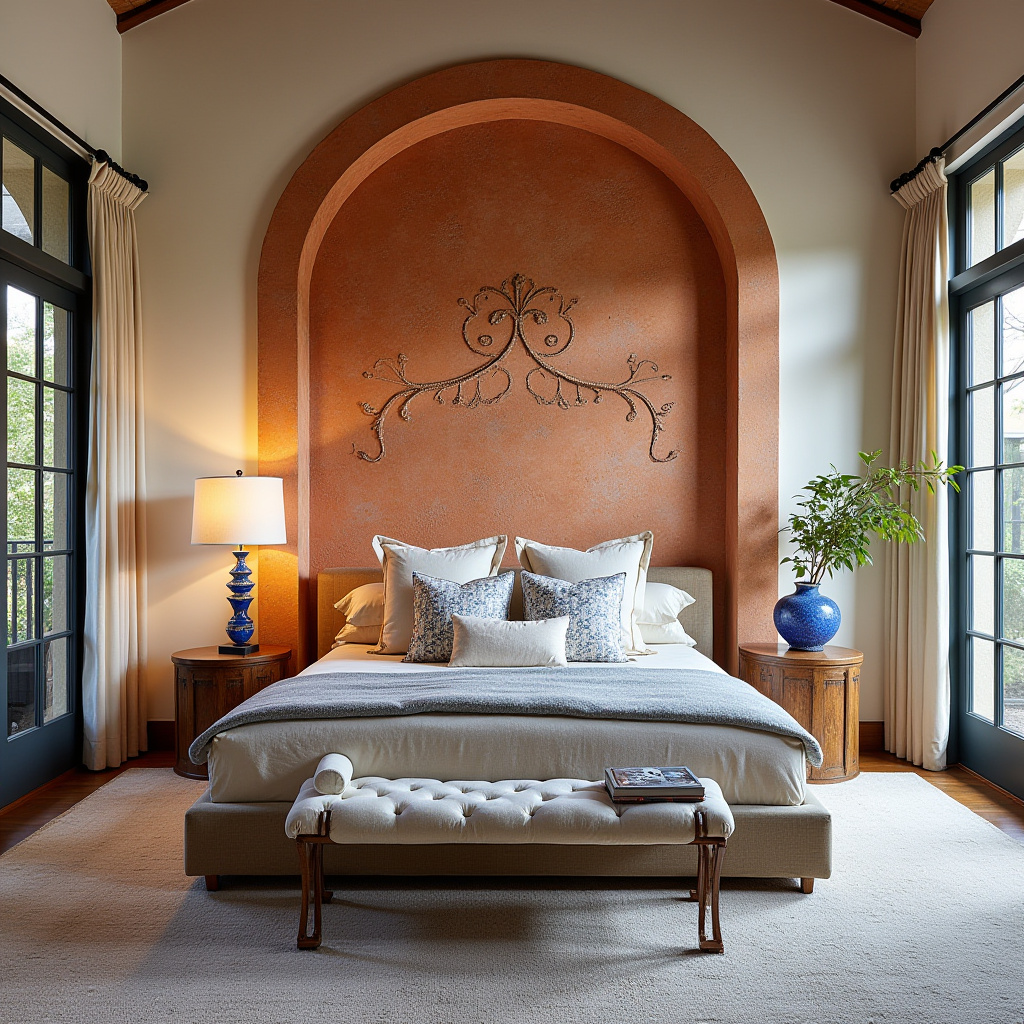 bedroom accent wall between windows 24