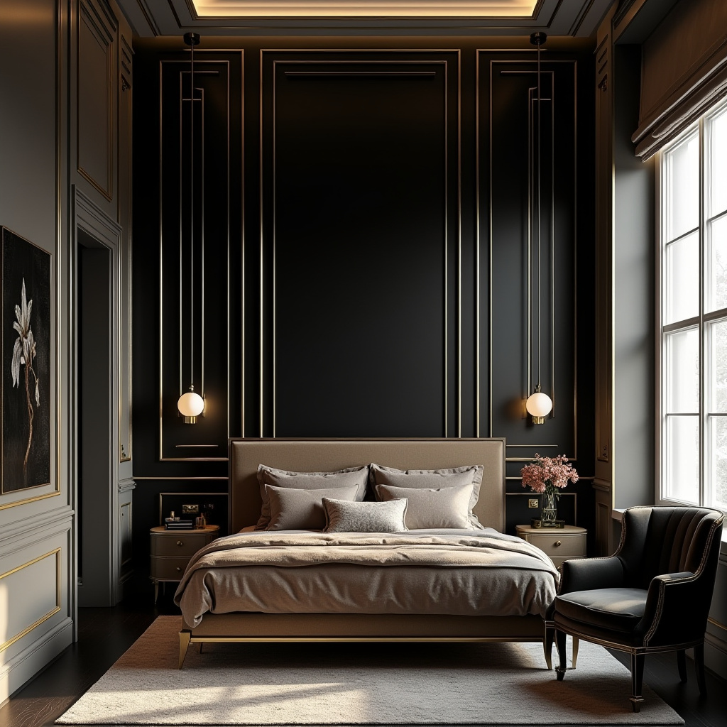 bedroom accent wall between windows 26
