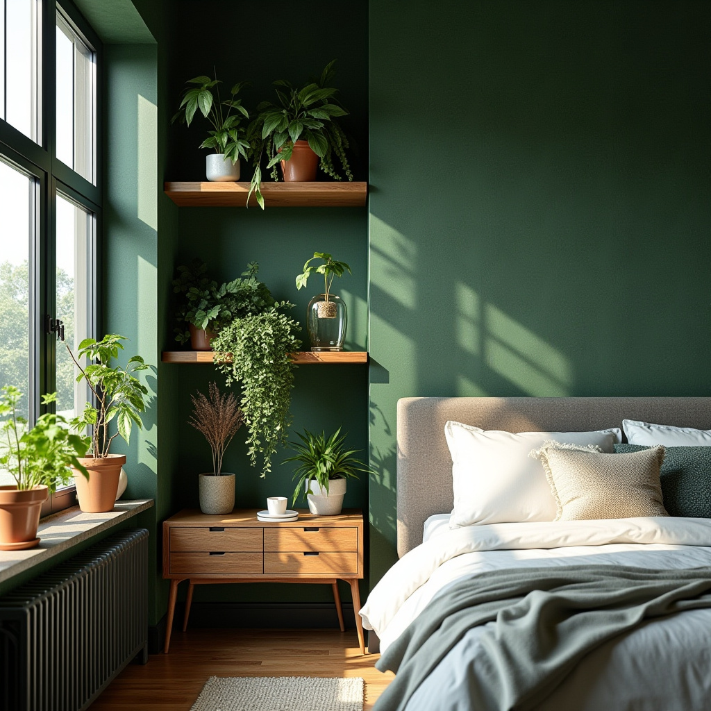 bedroom accent wall between windows 3