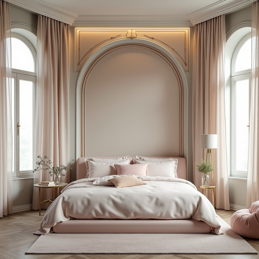bedroom accent wall between windows 36