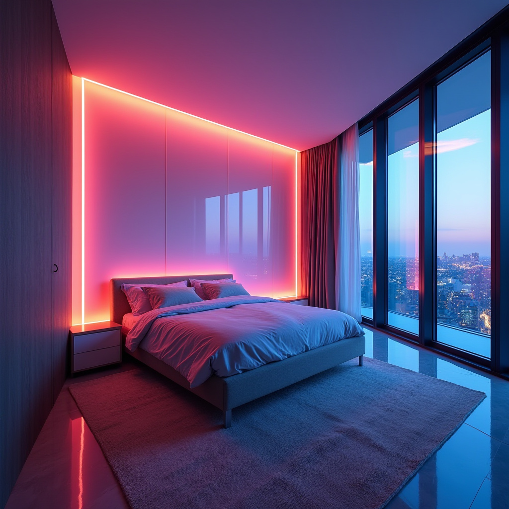 bedroom accent wall between windows 37