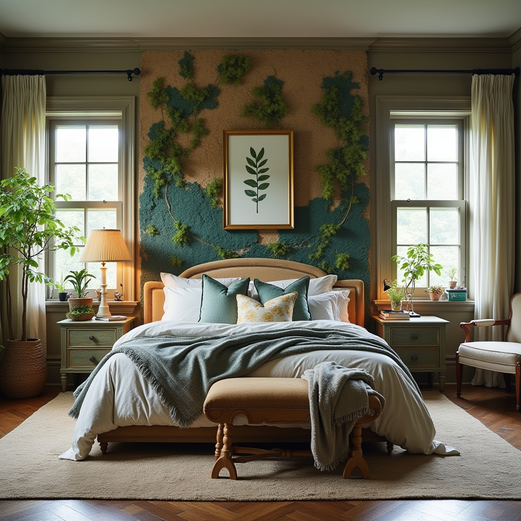 bedroom accent wall between windows 39