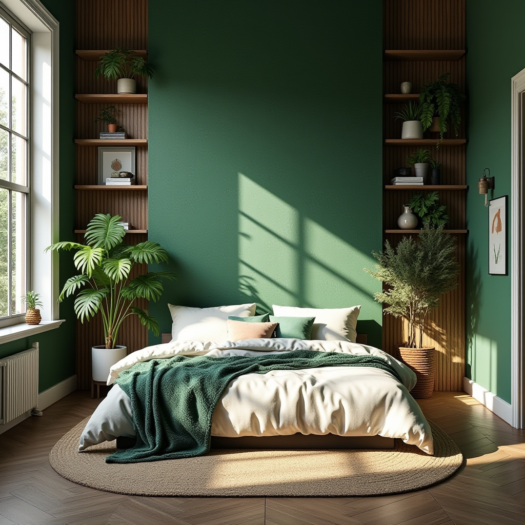 bedroom accent wall between windows 4