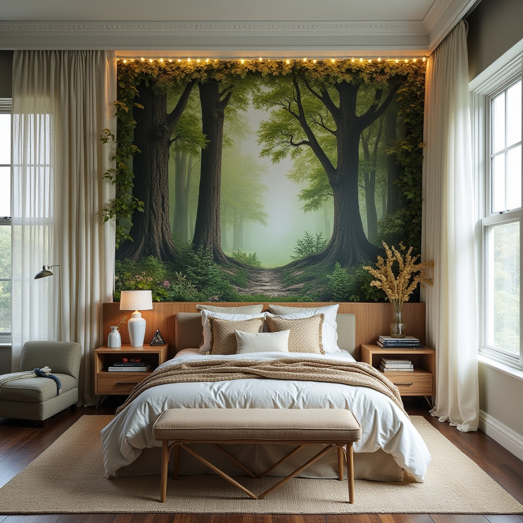 bedroom accent wall between windows 40