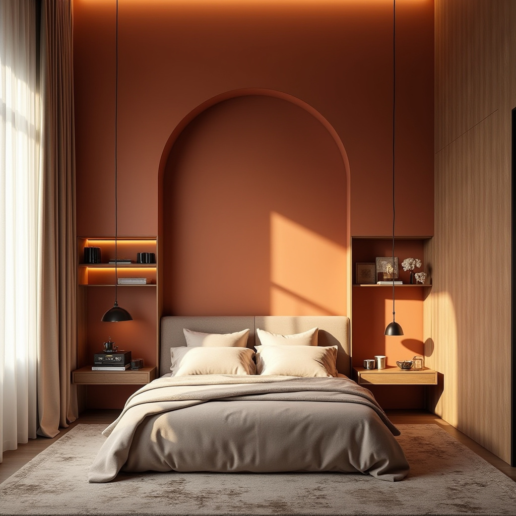 bedroom accent wall between windows 5