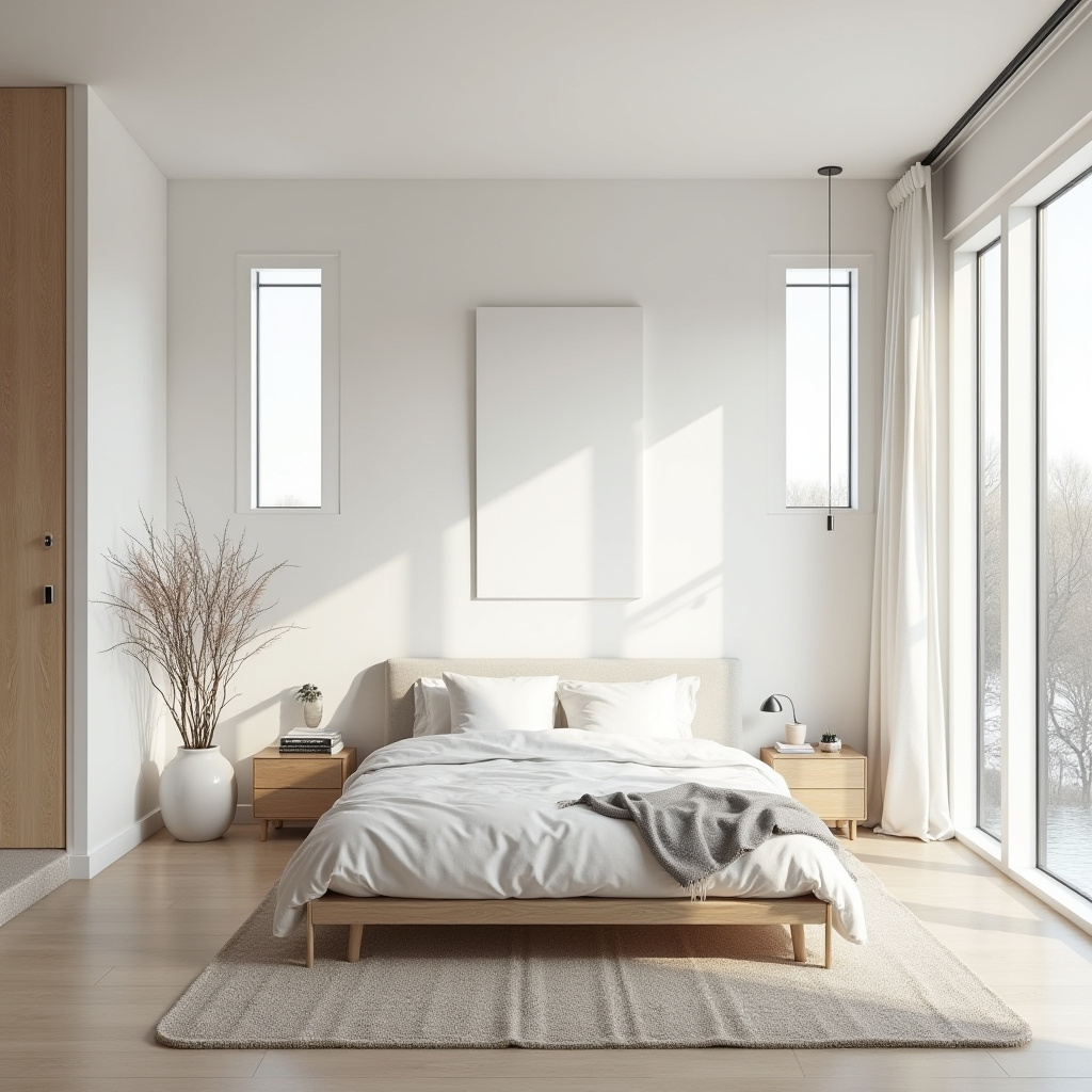 bedroom accent wall with windows 37