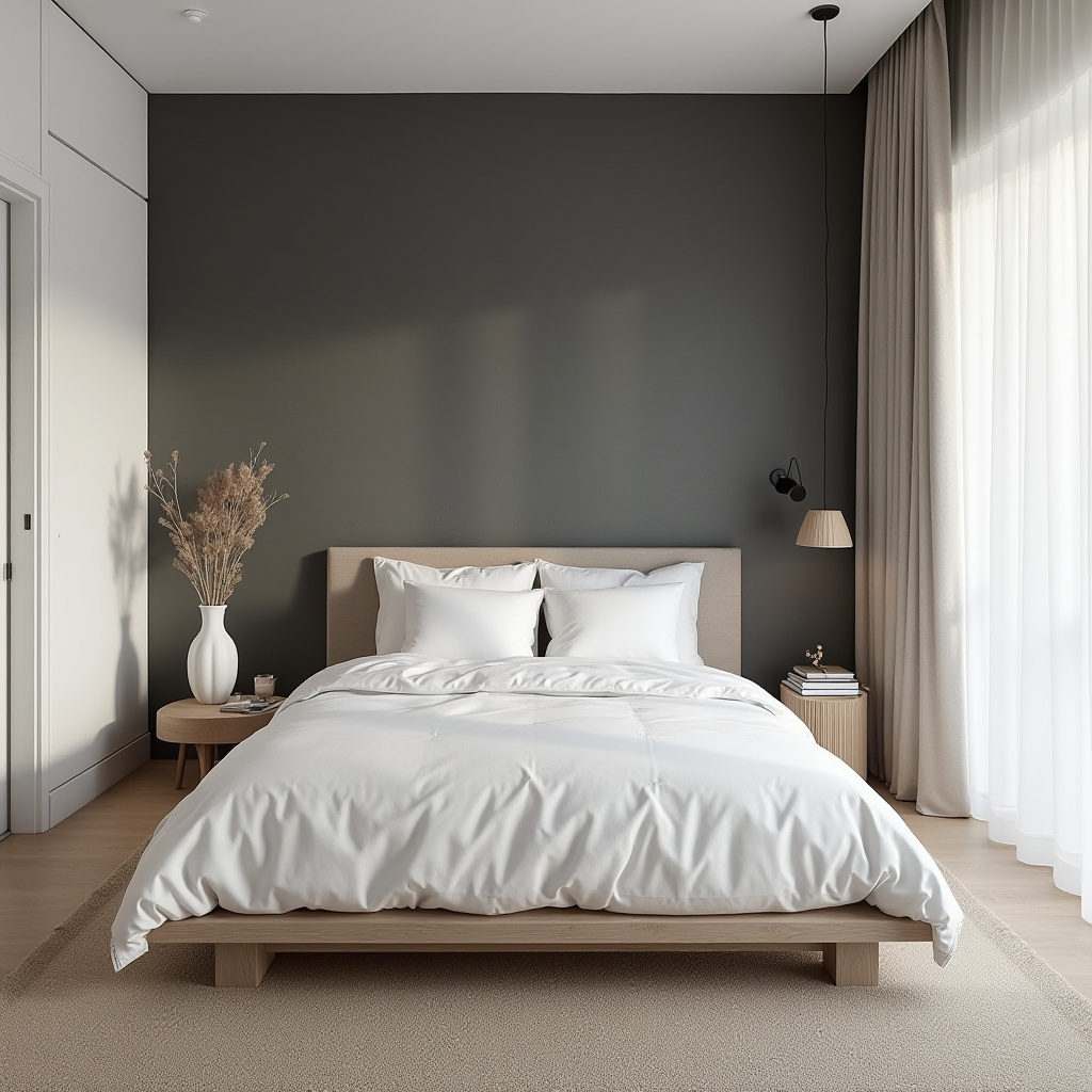 bedroom dark grey accent wall 1