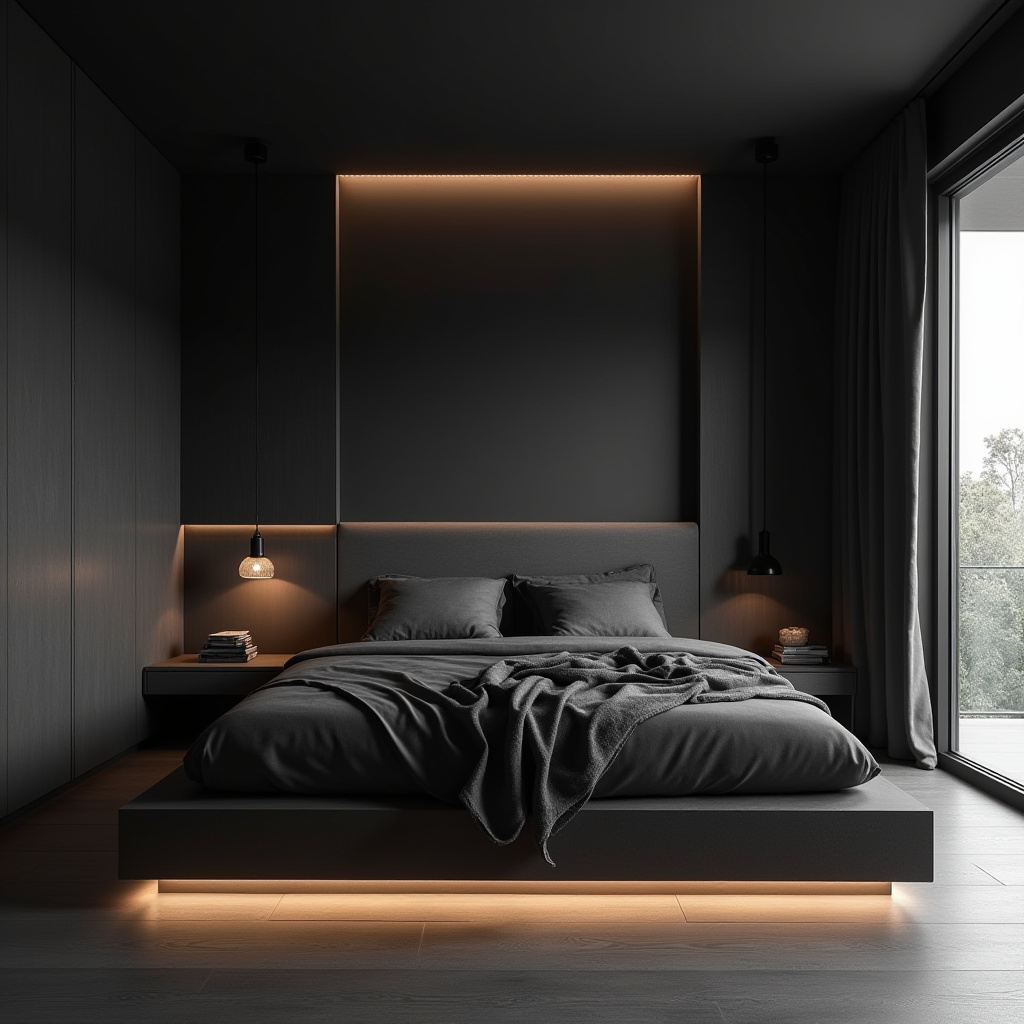 bedroom dark grey accent wall 10