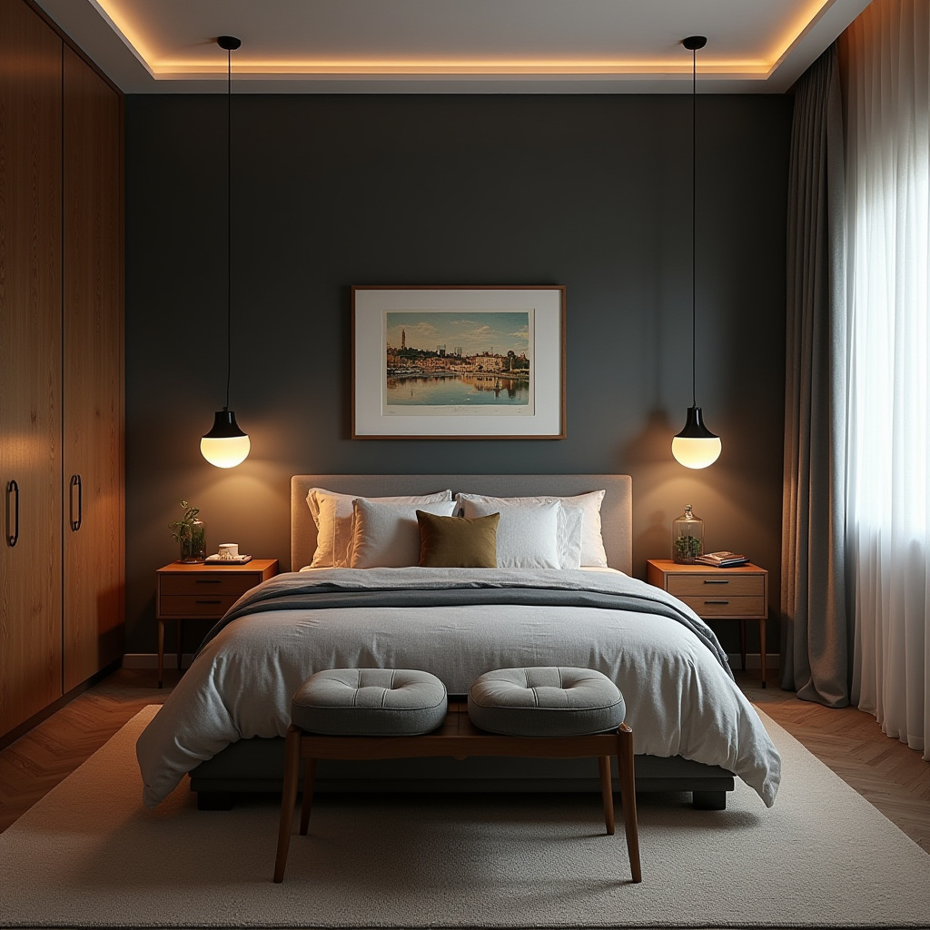 bedroom dark grey accent wall 11