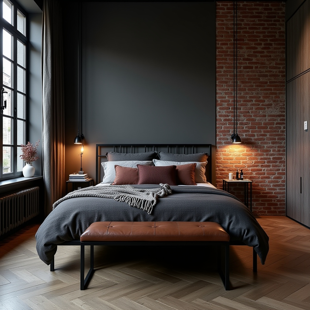 bedroom dark grey accent wall 15