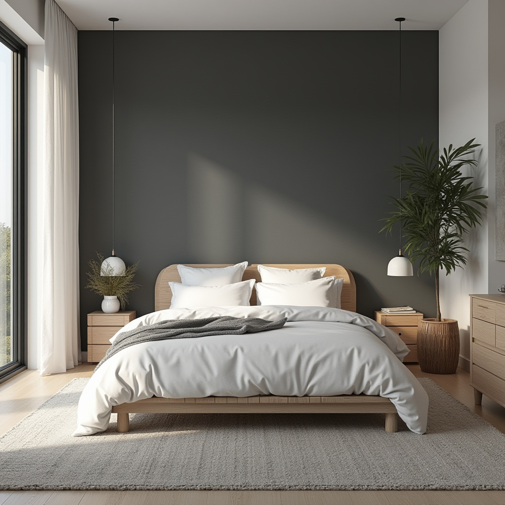 bedroom dark grey accent wall 17