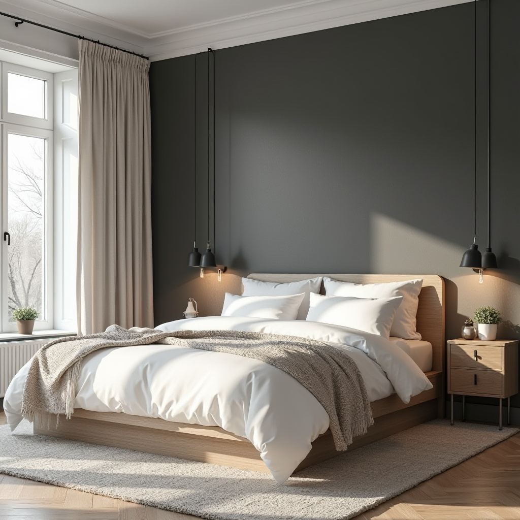 bedroom dark grey accent wall 18