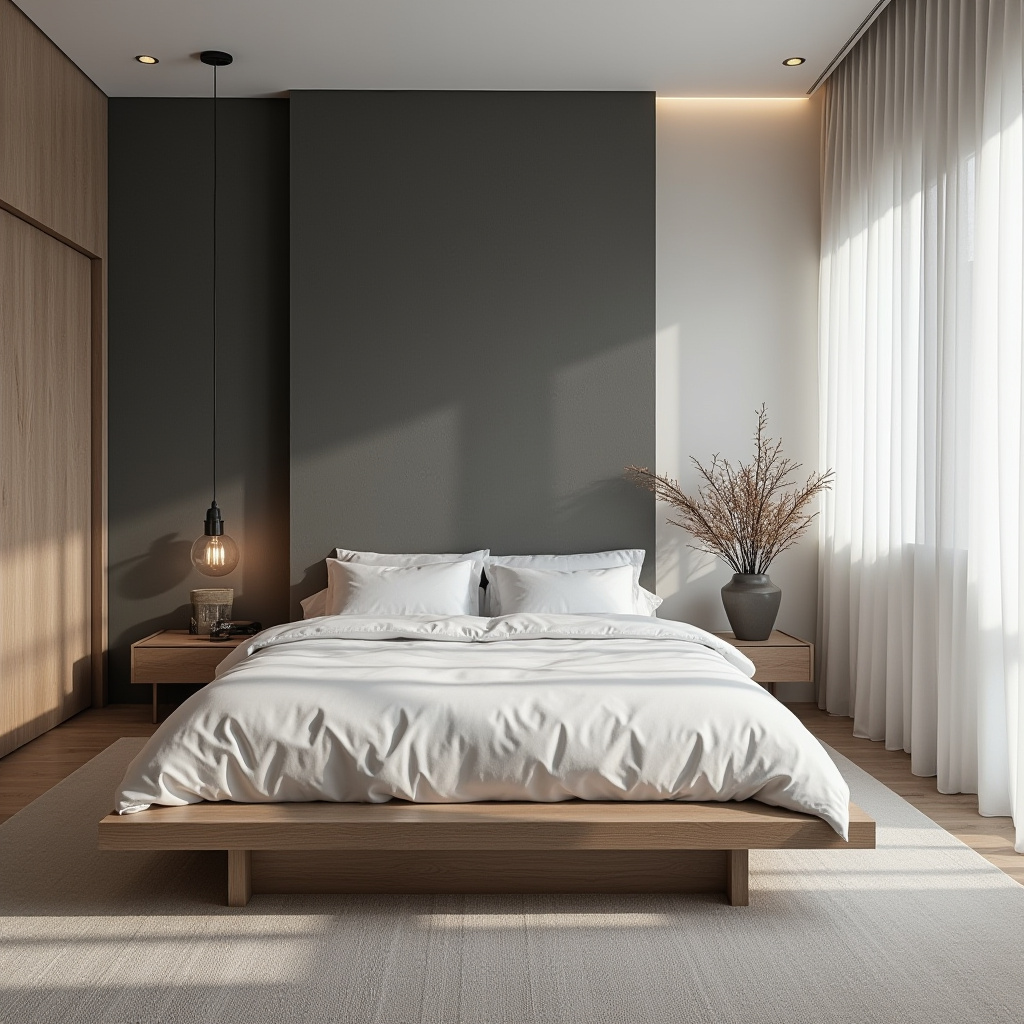 bedroom dark grey accent wall 2