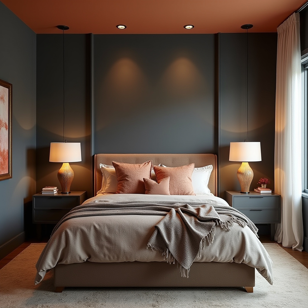 bedroom dark grey accent wall 29
