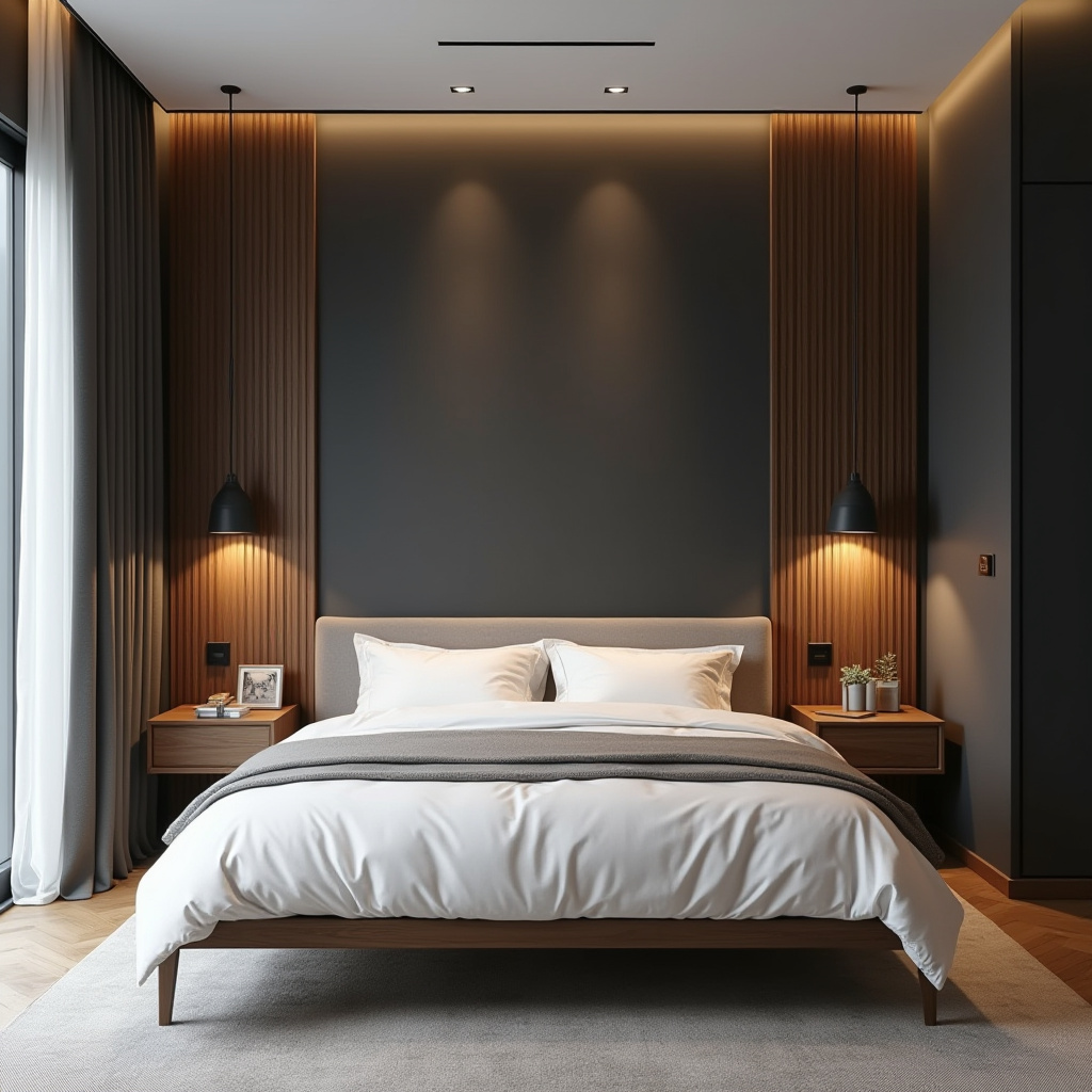 bedroom dark grey accent wall 3