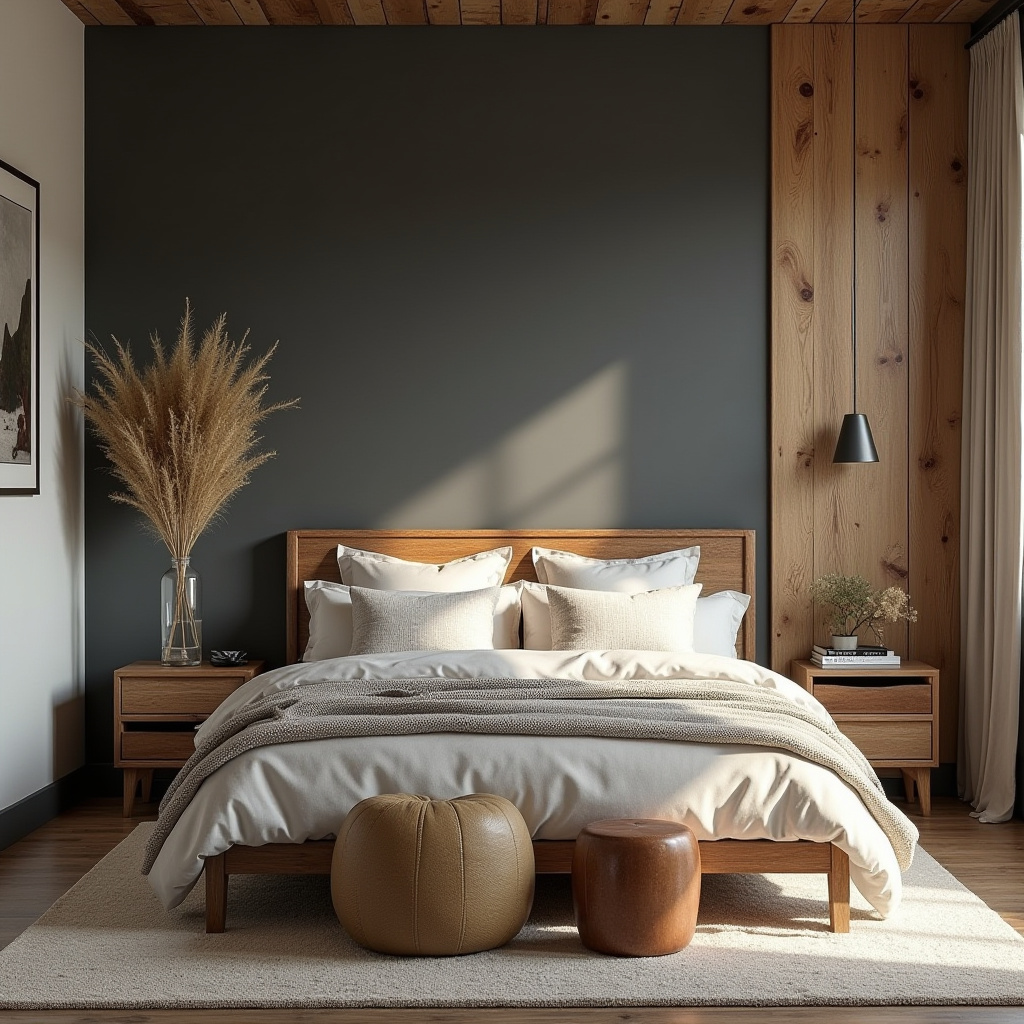 bedroom dark grey accent wall 33
