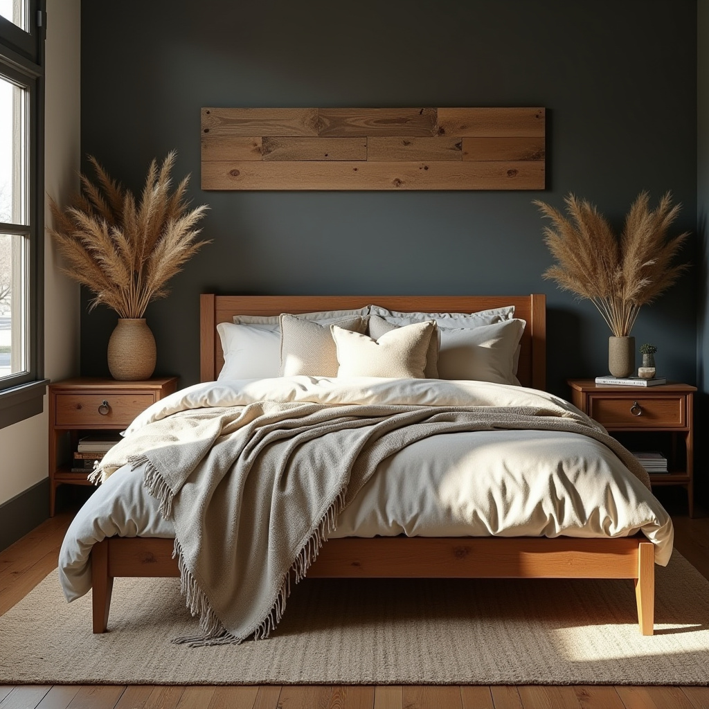 bedroom dark grey accent wall 34