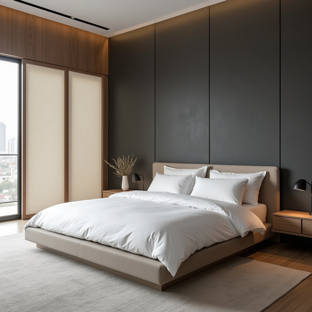 bedroom dark grey accent wall 36