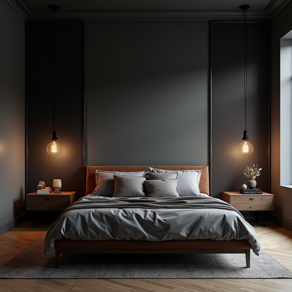 bedroom dark grey accent wall 37