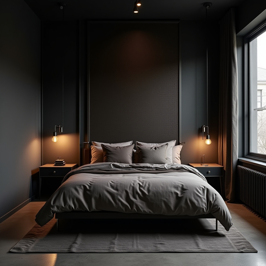 bedroom dark grey accent wall 38